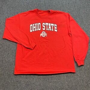 Ohio State Buckeyes Long Sleeve TShirt Sz XL‎ Mens Red NCAA Collegiate Fan Gear